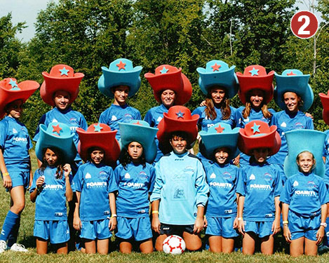 Woodbridge Strikers in Foamite hats.