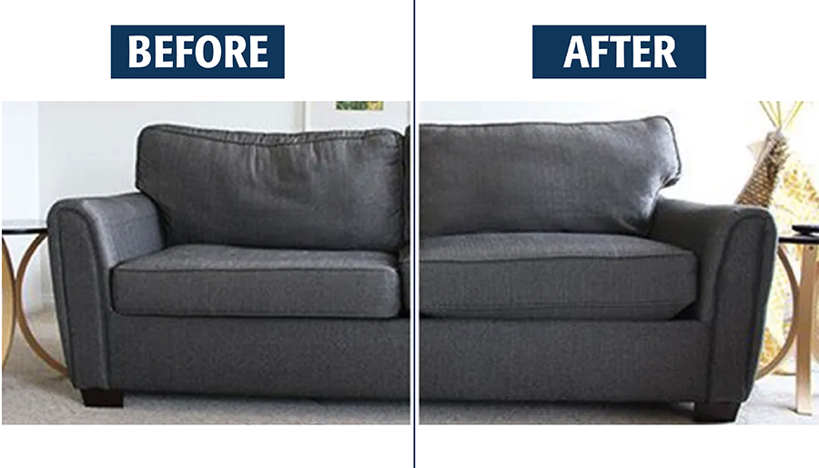 Before and after sofa cushions